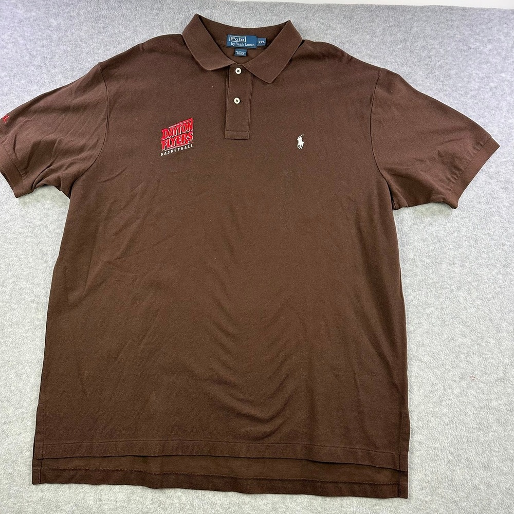 Polo Ralph Lauren Dayton Flyers Basketball Polo Shirt Brown Mens XXL Pony Logo